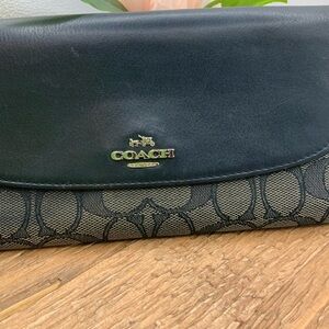Coach Leather Canvas Signature "C" Slim Full Size Wallet